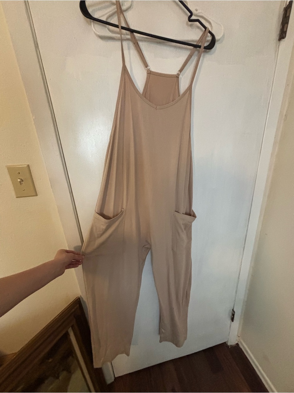 Amazon Essentials Taupe Spaghetti-Strap Jumpsuit with Side Pockets